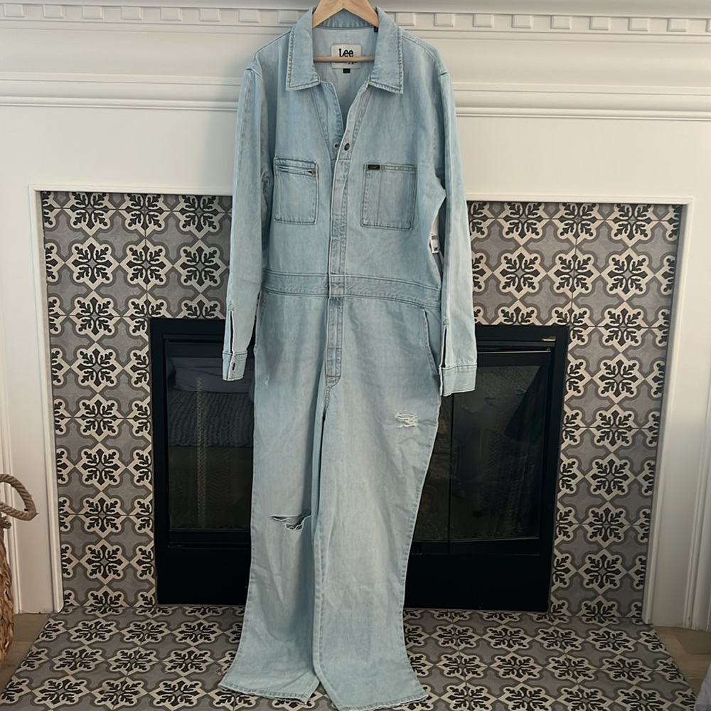Free People x Lee Denim Union Alls Jumpsuit Collaboration Jeans L - Picture 7 of 10